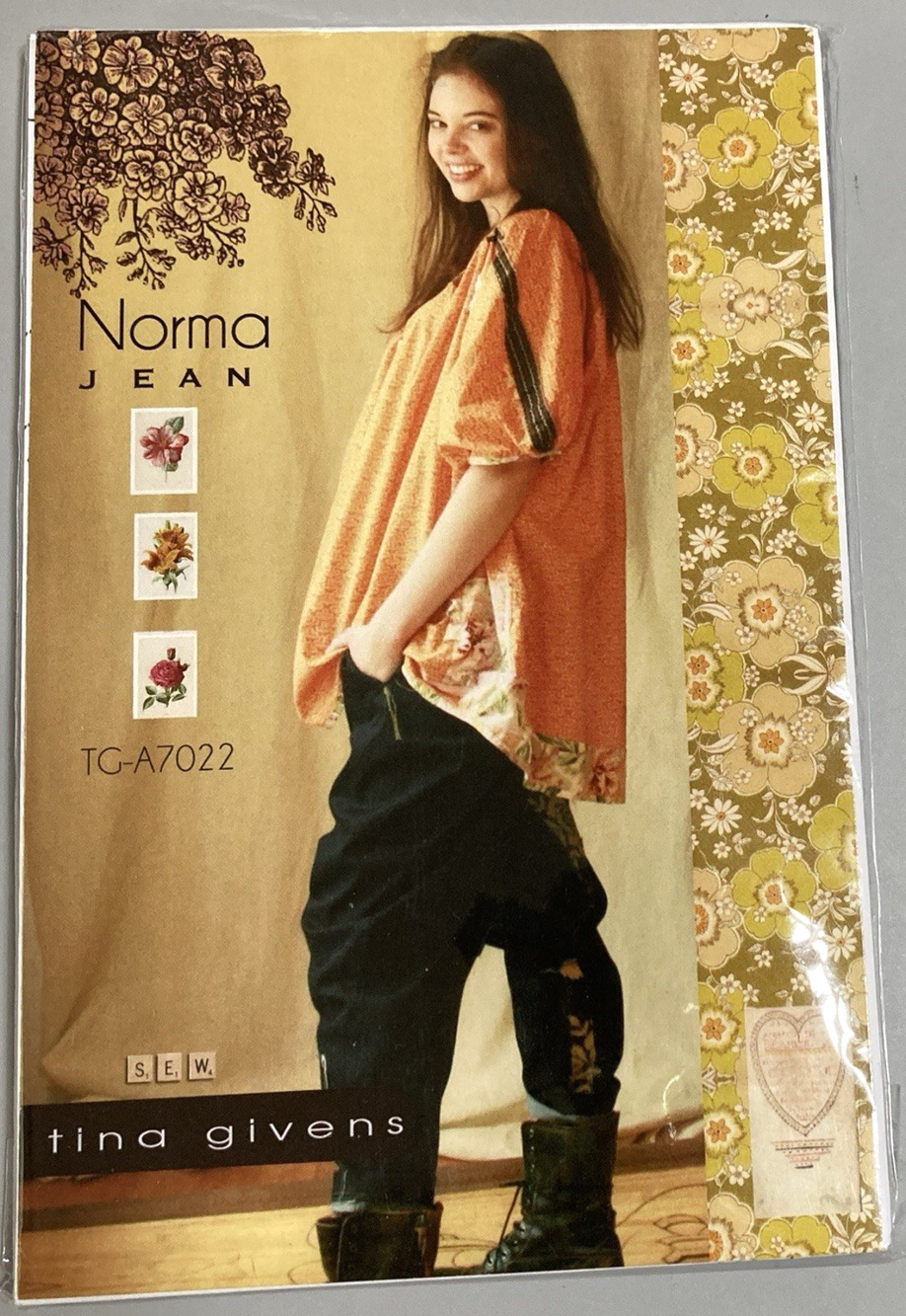 Tina Givens TG-A7022 Norma Jean Peasant Top Denim Jeans Sz XS-2X Pattern UNCUT